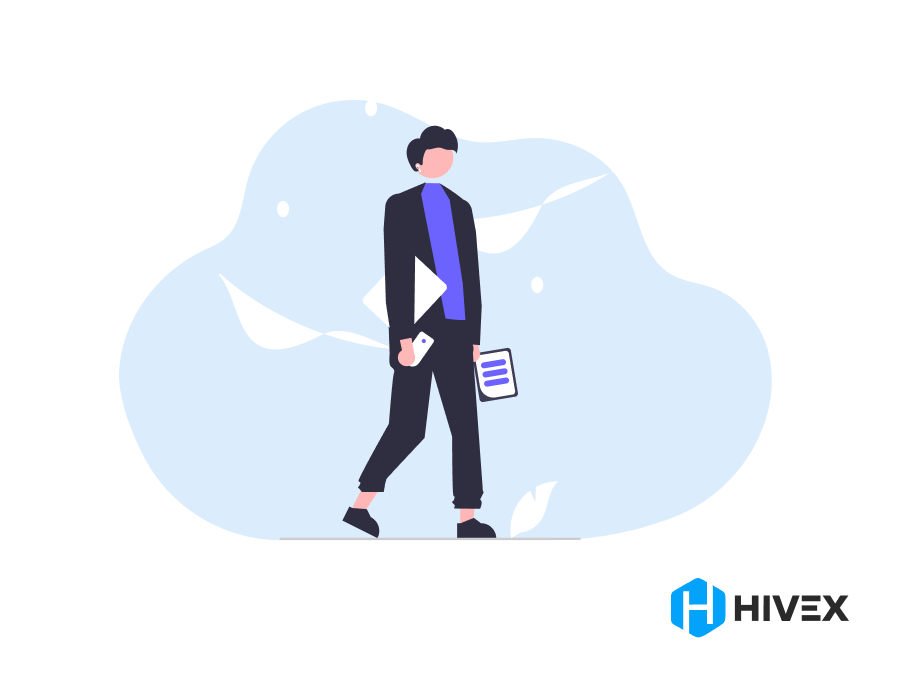 Businessman with documents walking towards a play symbol, representing AI in Fintech streamlining regulatory processes.