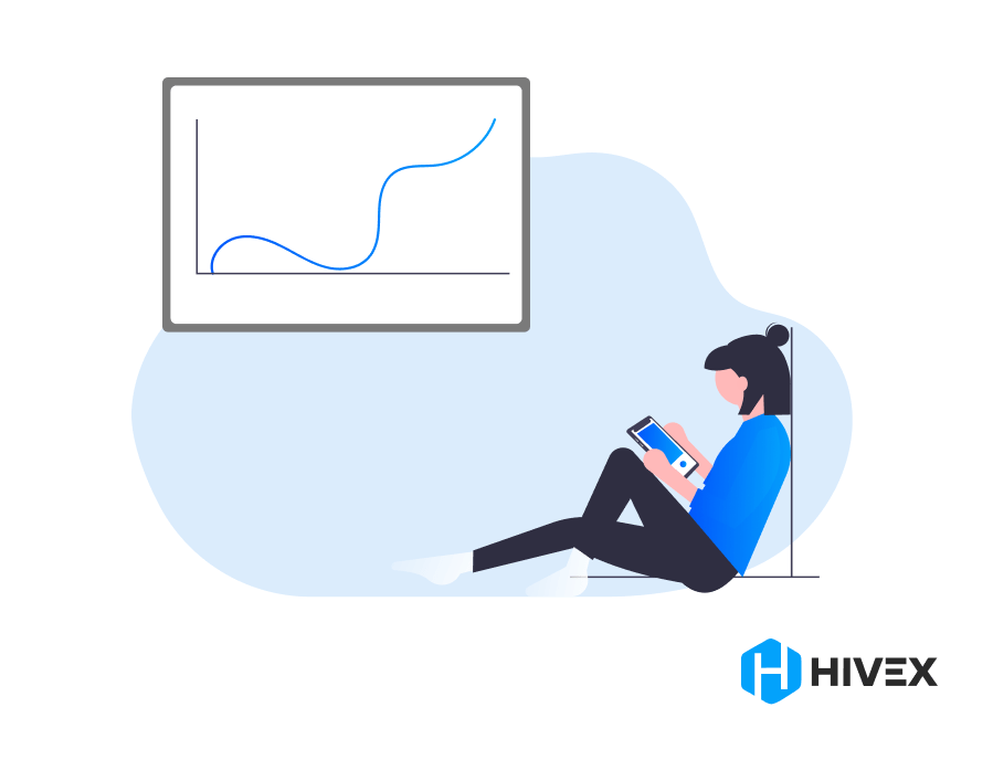 An animated character analyzing a growth chart on a whiteboard while sitting comfortably, representing strategic planning for hiring in an early-stage startup.
